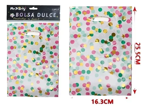 Producto - BOLSA METALIZADA LUNARES Y ESTRELLAS X10U