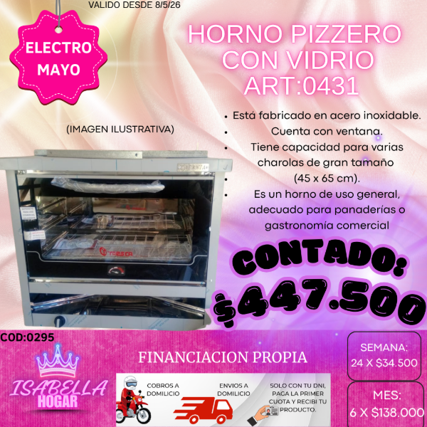 Producto - HORNO PIZZERO CON VIDRIO COD:0295