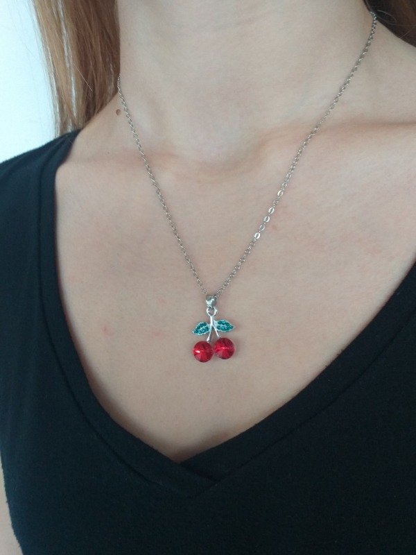 Producto - AQC0034 Collar Cereza strass rojo bijouterie