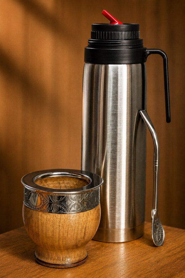 Producto - Combo Mate Imperial Algarrobo Seleccionado + Termo Media Manija + Bombilla - 0