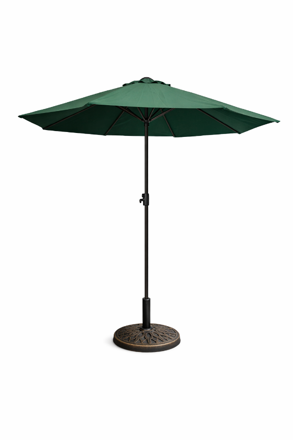 Producto - Sombrilla jardin 2.7 m. hierro con base plastico macizo verde