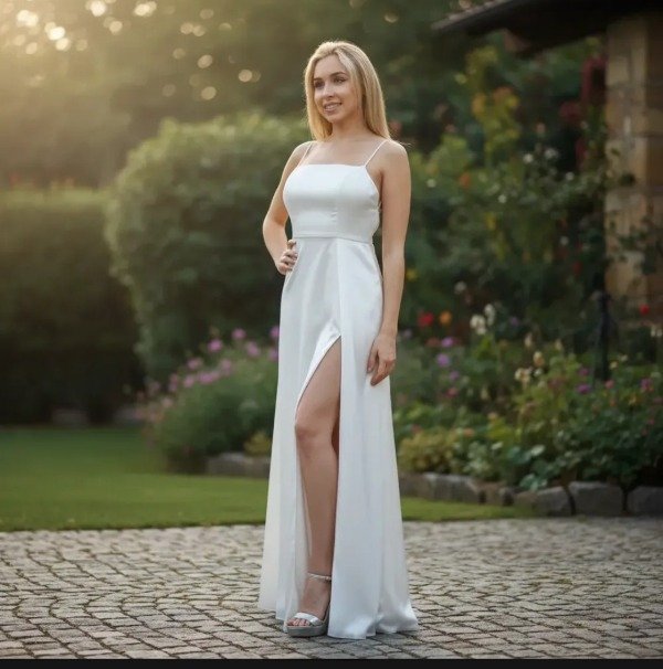 Producto - Vestido de Novia de Satén  con Tajo  espalda Baja - 5