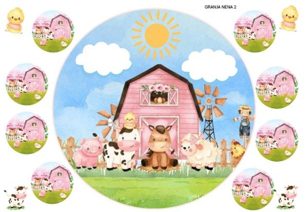 Producto - LAMINA ANIMALITOS GRANJA NENA 2 REDONDA