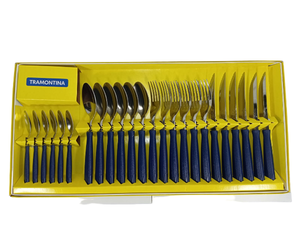 Producto - SET DE CUBIERTOS EN CAJA. TRAMONTINA ORIGINAL. 24 PCS. MANGO PLASTICO