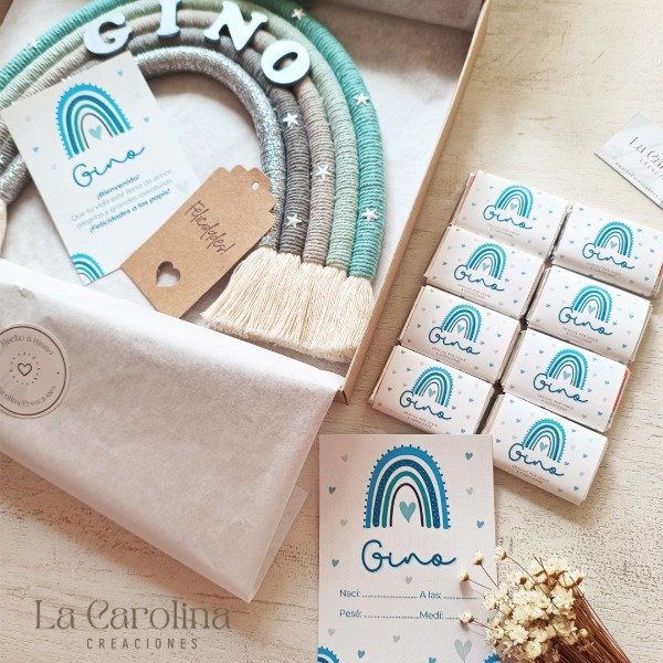 Producto - Arcoiris Macramé + 20 Chocolatines personalizados