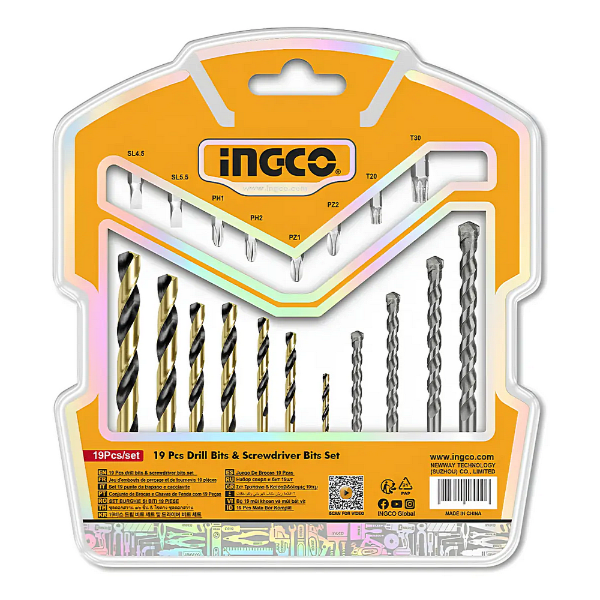 Producto - Juego 19 Piezas Mechas y Puntas (Cemento Metal 2-8 mm) - INGCO - AKSDB1901
