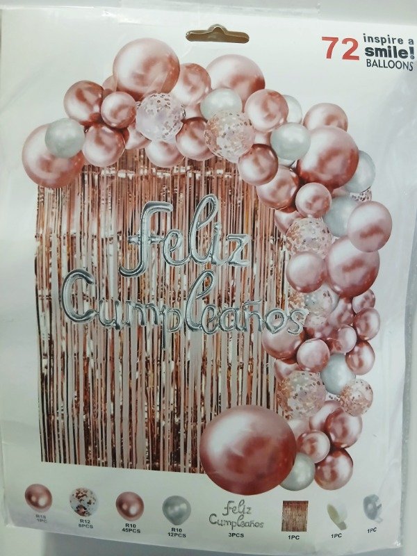Producto - Sets globos rosa gold / plateado 72 piezas