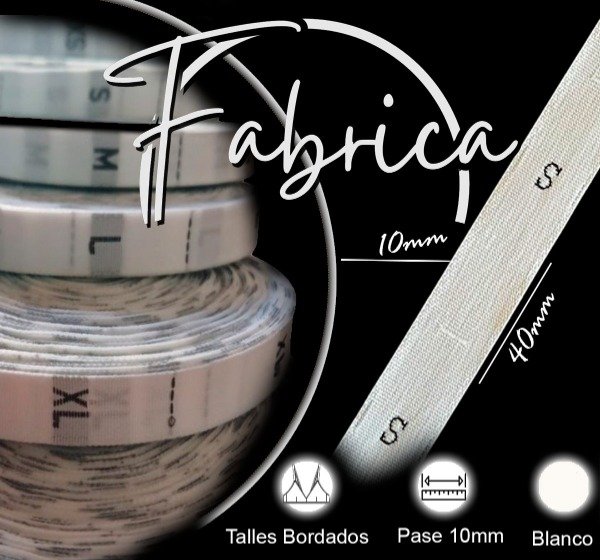 Producto - Etiquetas de talles blancas bordada de 10mm (por unidad)