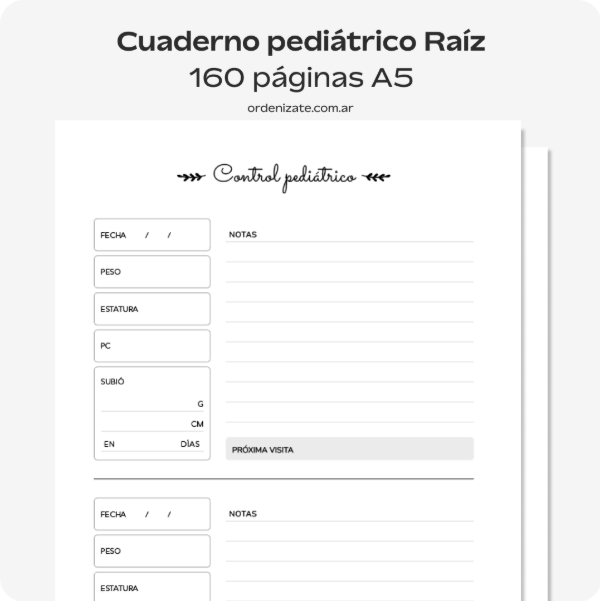 Producto - Cuaderno pediátrico Raíz