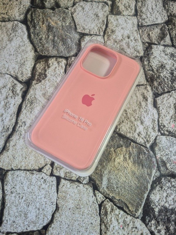 Producto - Funda silicone case con logo Iphone 16 Pro rosa
