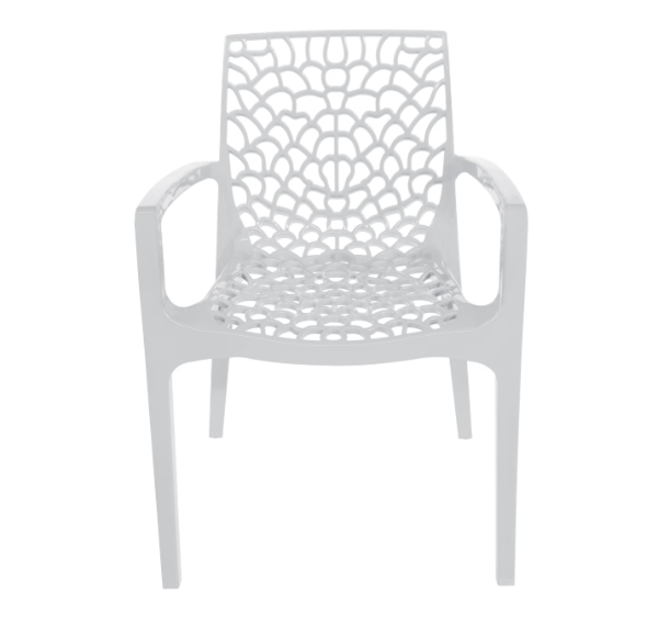 Producto - Sillón Silla Gruvyer Jardín Plástico Reforzado Apoyabrazo X4 Apilable Blanca