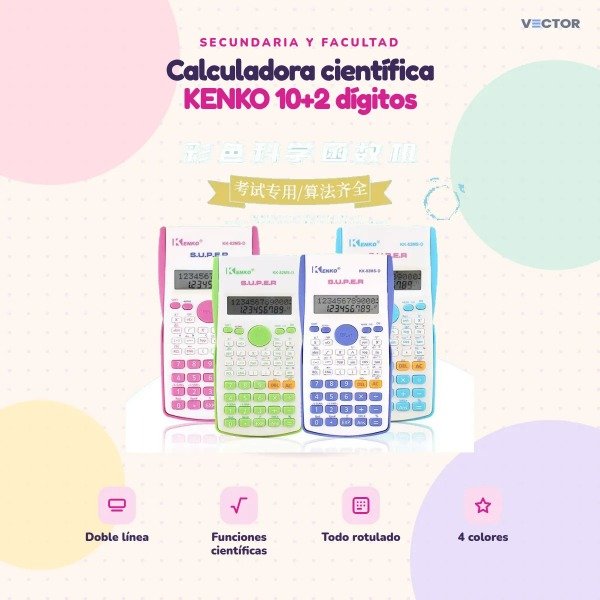 Producto - Calculadora Científica KENKO 10+2 Digitos kk 82ms AZUL - 1