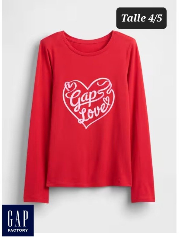 Remera manga larga gap talle 4/5 roja