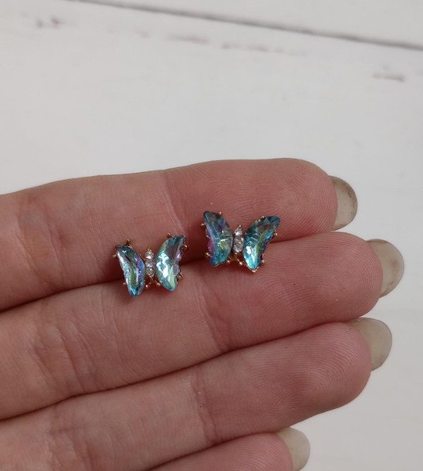 Producto - Aros Mariposas Dorados - Celestes