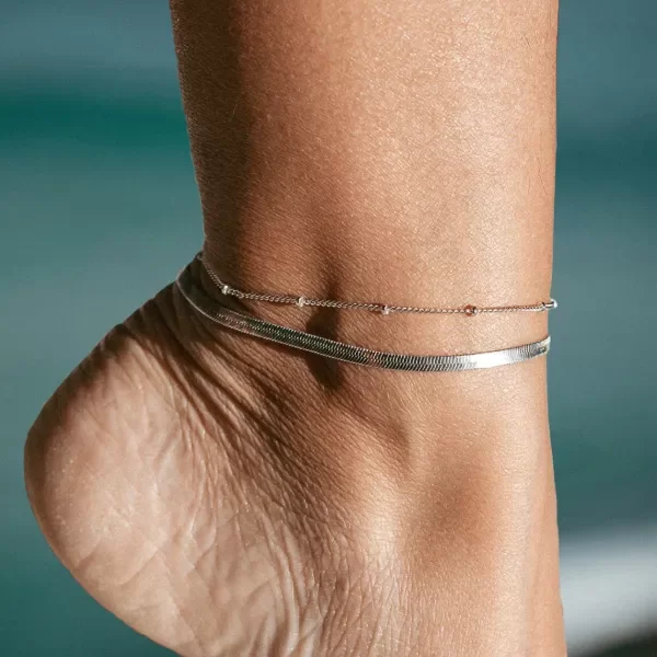 Producto - Tobillera Acero Doble Cadena Zoe