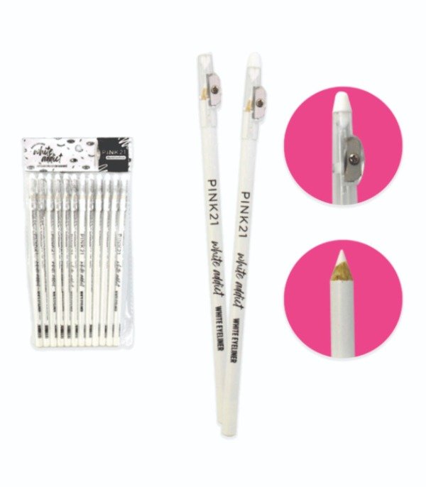 Producto - Lapiz delineador blanco para ojos con sacapuntas White Addict Pink 21