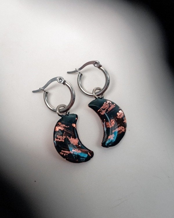 Producto - Argollas Luna (cobre y negro)