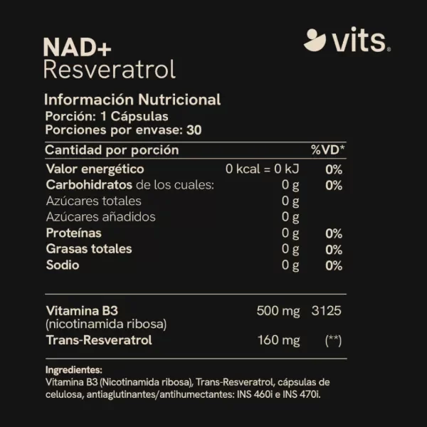 Producto - VITS NAD RESVERATROL 30 CAPS - 2