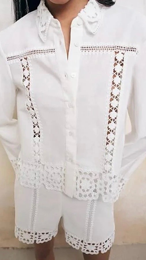 Producto - Camisa combinada crochet Zara - 2