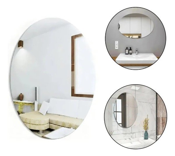 Producto - Espejo Adhesivo Ovalado Irrompible 50 cm