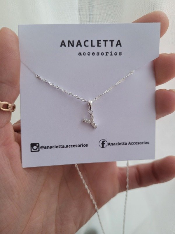 Producto - Gargantilla inicial Y con cúbic Plata 925 - 40 cm