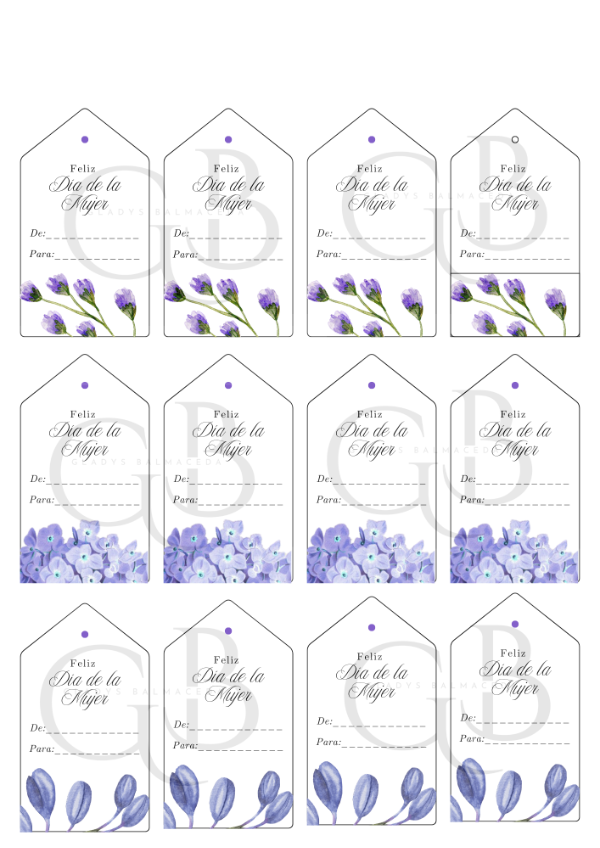Producto - PLANTILLA TARJETITAS DIA DE LA MUJER - LILA