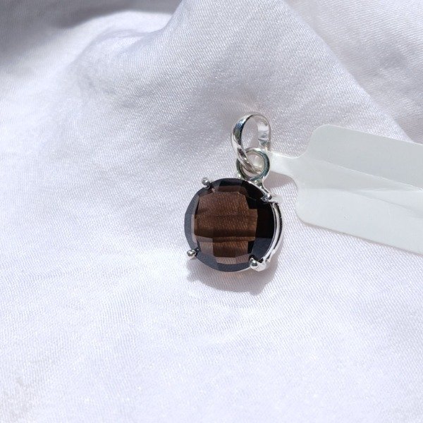 Producto - Dije Plata 925 cuarzo ahumado intenso