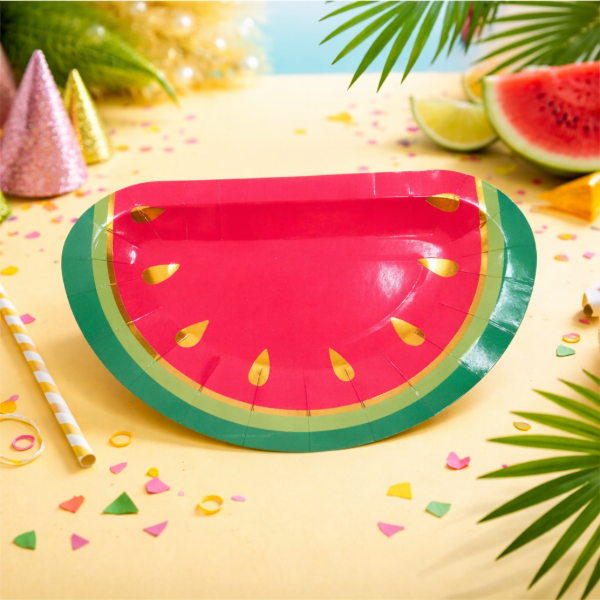 Producto - Plato Sandia con stamping Dorado x 5