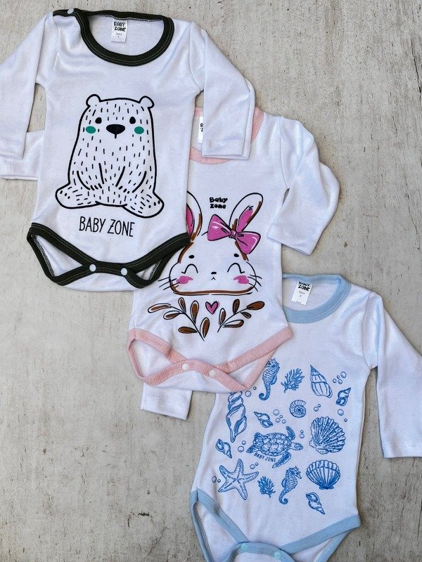 Producto - Body con estampa fondo blanco pack x6 0/9M