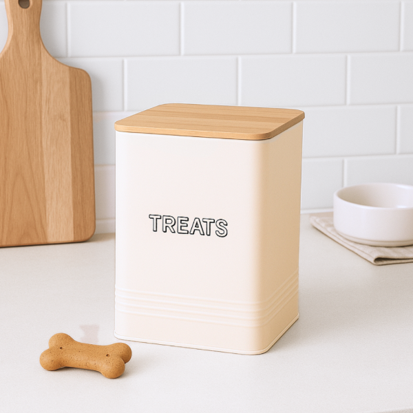 Producto - Lata Mascota Bocaditos con Tapa Madera