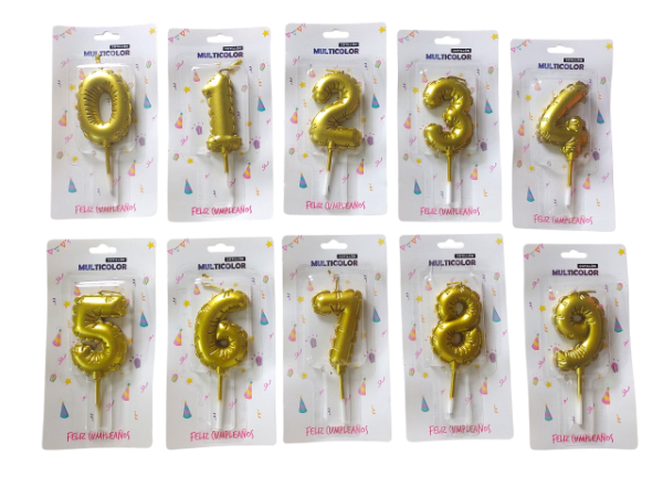 Producto - Vela Mini Globo P/Torta Dorada Cadenaci