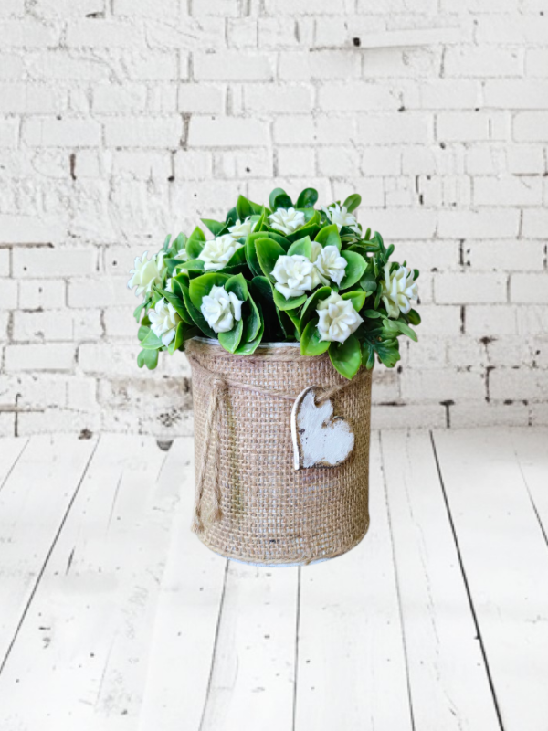 Producto - Florero con flores arpillera