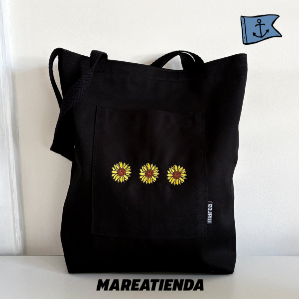 Producto - Tote Bag Negra Girasoles