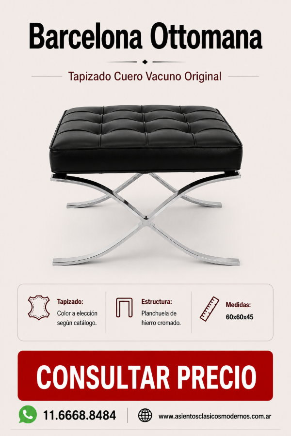 Producto - Apoyapiés BARCELONA OTTO, Planchuela Cromada, Tapizado Cuero!!