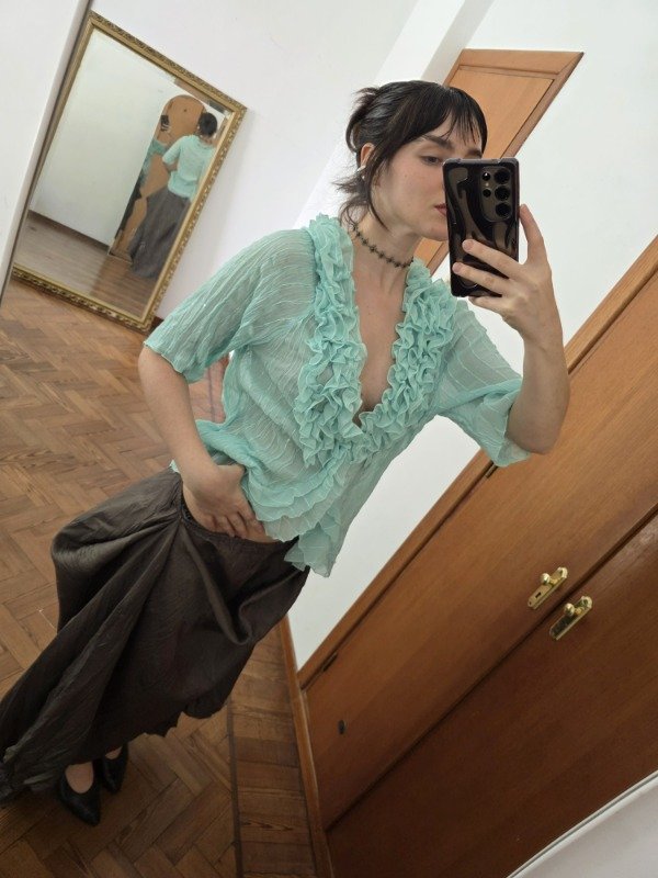 Blusa aqua marine volados — imagen 5