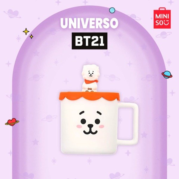 Producto - Taza de cerámica con tapa de silicona BT21 RJ (MINISO OFICIAL)