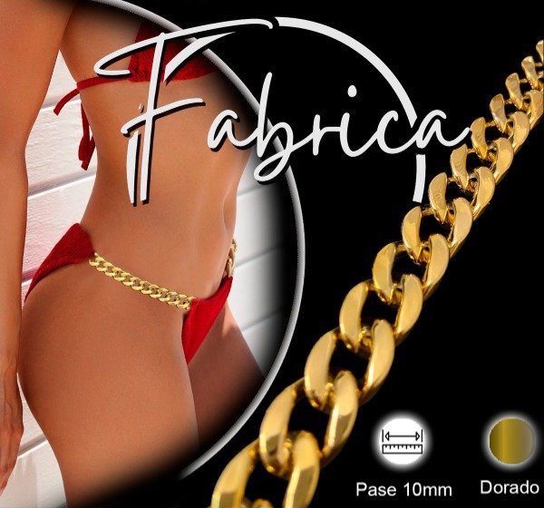Producto - Cadena plástica Dorada. Pase: 10mm (10 cm)