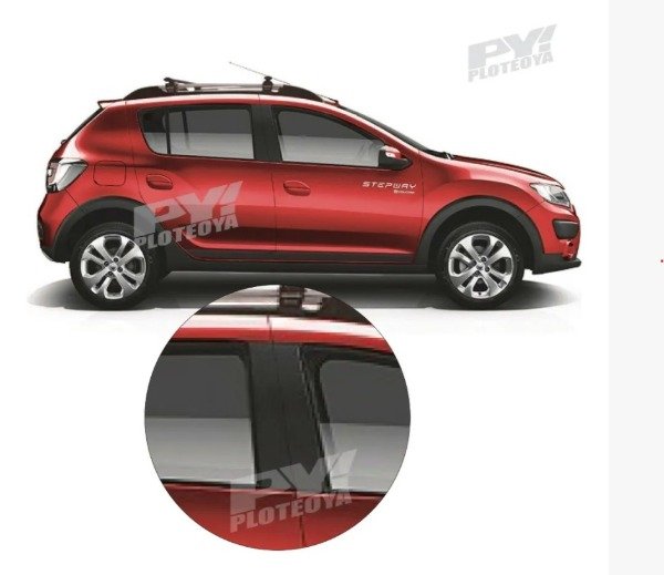 Producto - Calcos Parantes Renault Sandero 2020 / 2024 Negro Mate Liso - Ploteoya