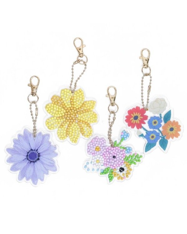 Producto - Kit Diamond Painting Llaveros Pack X4 Flores O Safari - 1