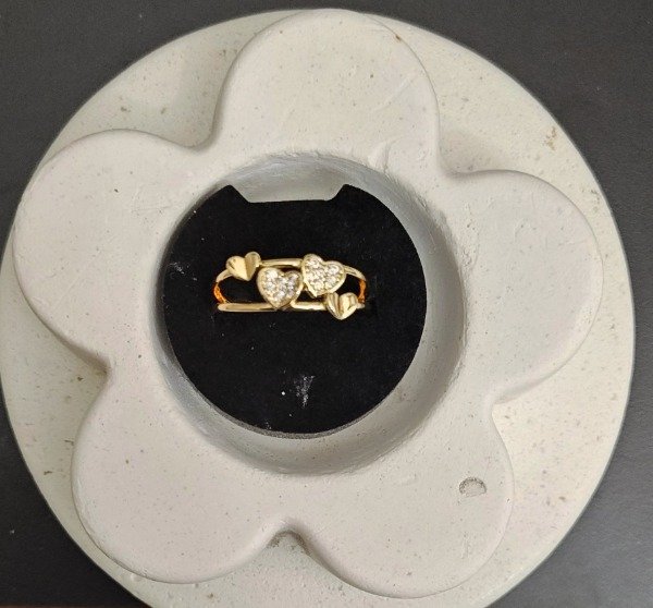Producto - Anillo Corazones dos con Cubik dos lisos NRO 17