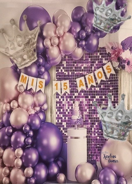 Producto - Set de Globos Quince Años Violeta con Corona y Deco Party . 76 Artículos - 0