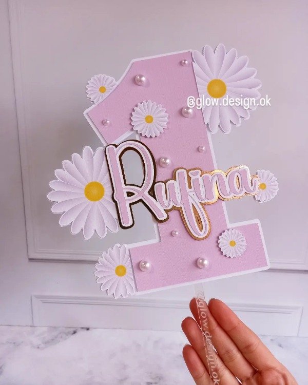 Producto - Topper 3D con perlas margaritas