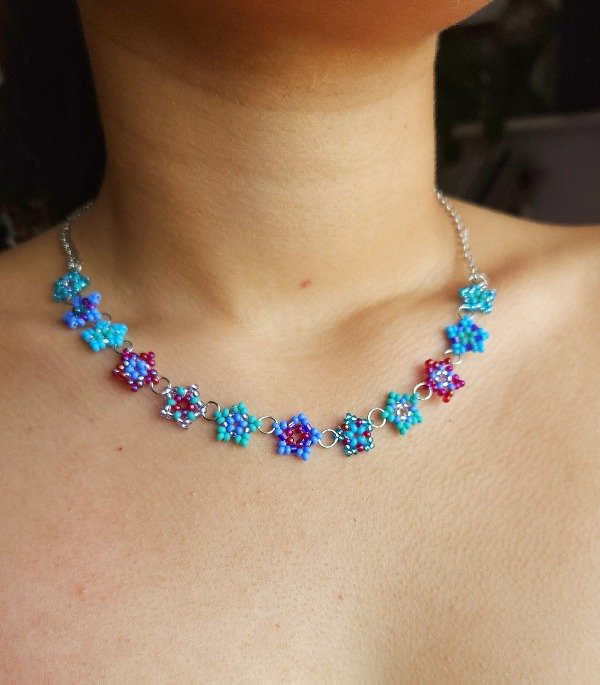 Producto - Collar Spring celeste y lila
