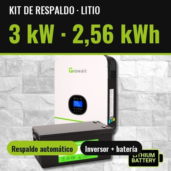 Producto - Kit de Respaldo 3 kW - Litio 2,56 kWh - 0