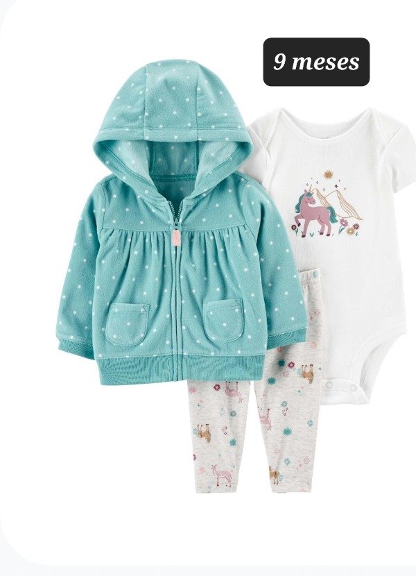 Trio carters campera pantalon y body talle 9 meses celeste — imagen 2