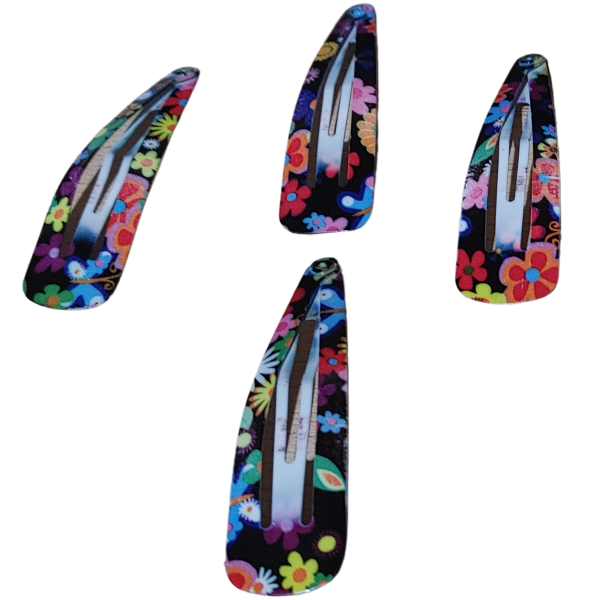 Producto - Hebillas De Pelo Tic Tac Grandes Floreadas Fondo Negro Pack X 4 uni - 2