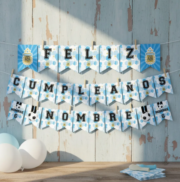 Producto - Kit Imprimible Banderín Argentina Editable (modelo 2)
