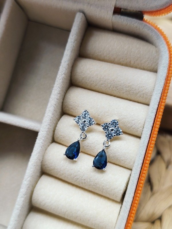 Producto - Aros Colgantes Flor Azul