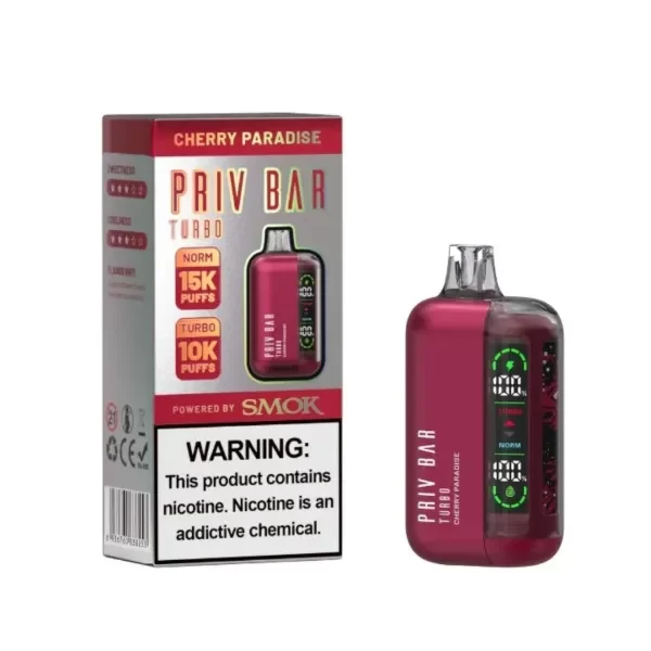 Producto - (POD DESCARTABLE) SMOK PRIV BAR TURBO 15K - CHERRY PARADISE