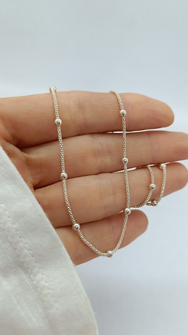 Producto - Cadena Coreana con Bolitas de Plata - 0